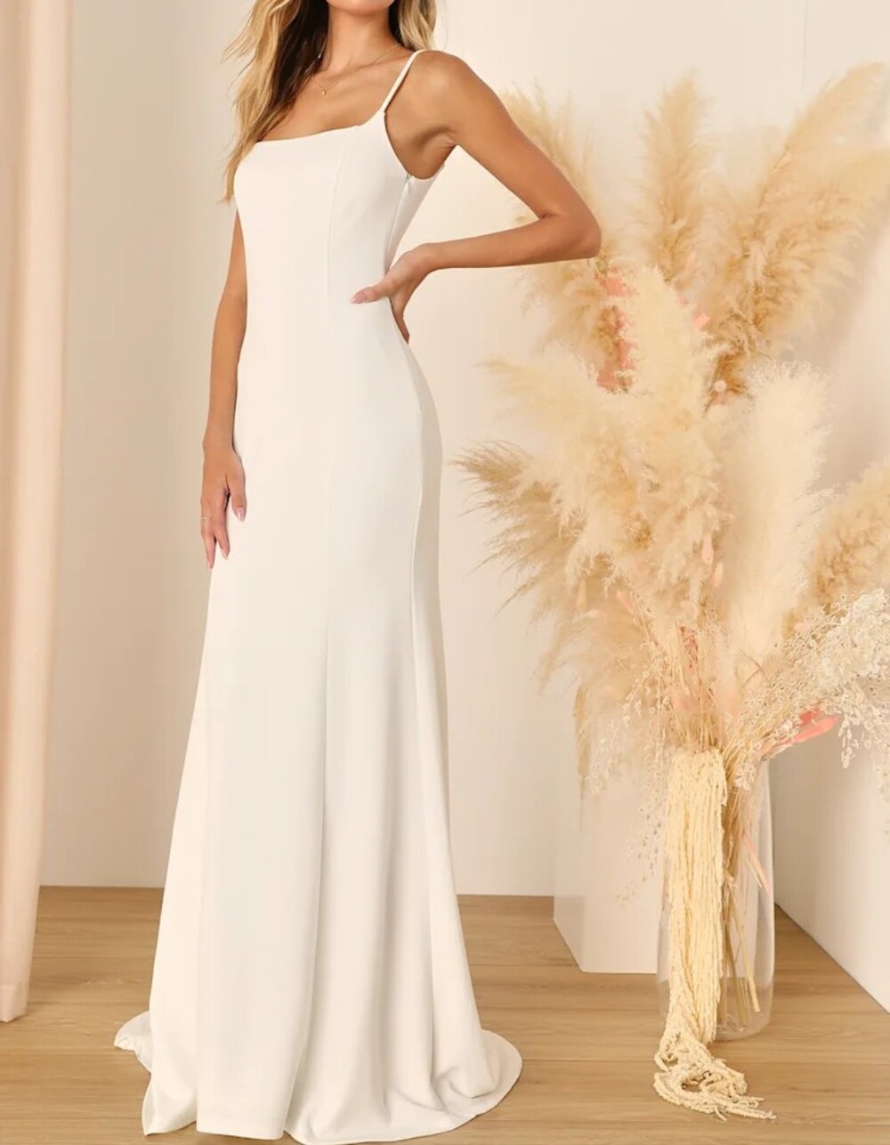 Lulus Blessed Romance White Sleeveless Button Back Mermaid Maxi Dress